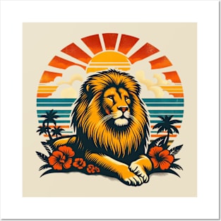 Majestic Lion Sunset Retreat - Tropical Paradise Posters and Art
